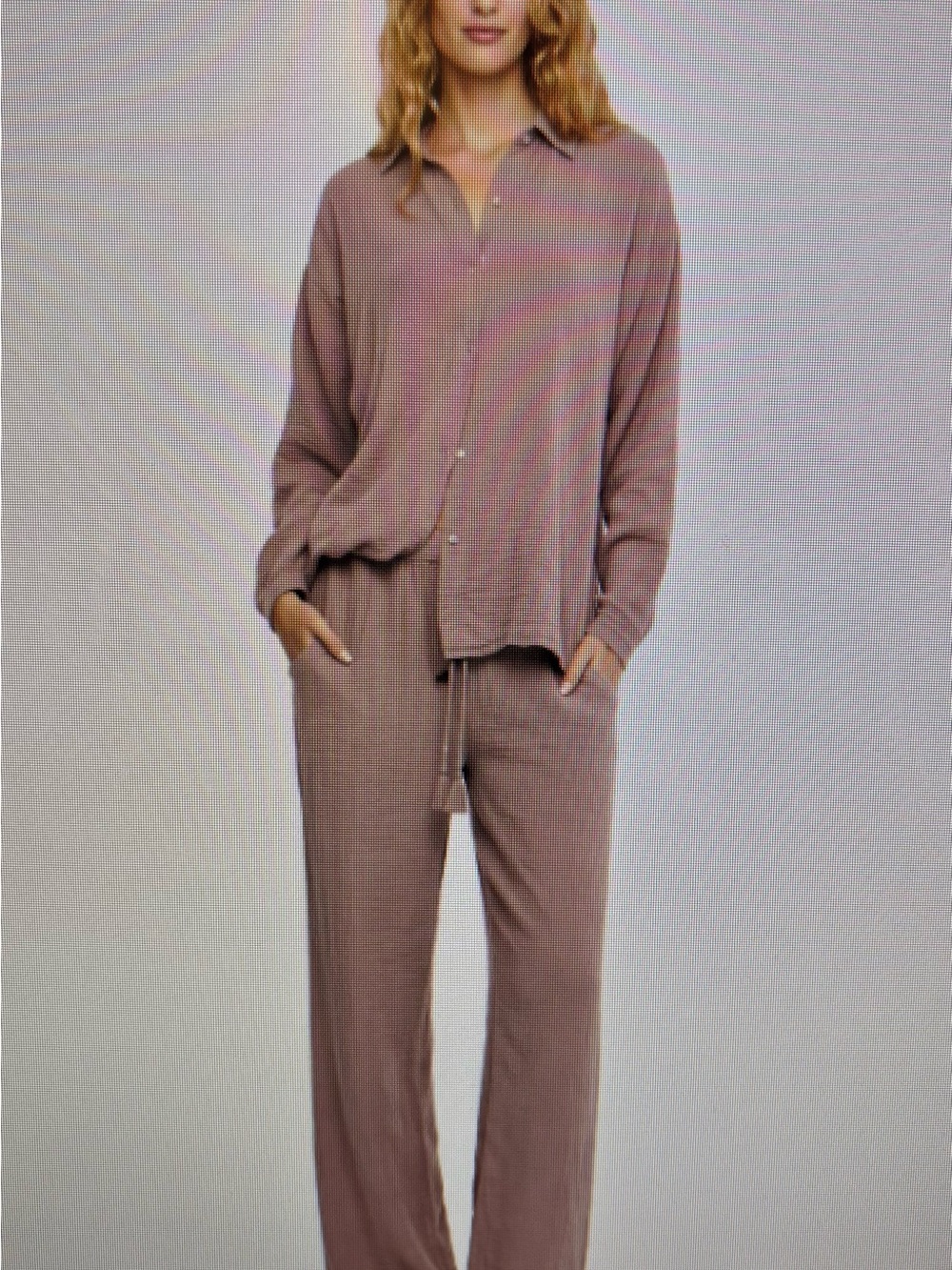 Intimately Yours Light Mauve pink Button-Up Shirt and pants set